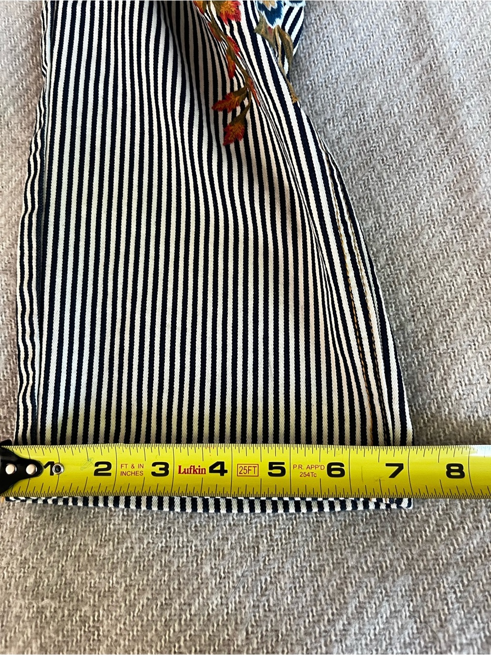 DRIFTWOOD Navy White Striped Floral Carpenter Pants 27 Embroidered Boho Railroad - Picture 15 of 16